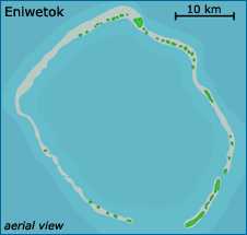 Illustration of an aerial view of Eniwetok atoll.