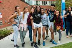 MIT students in front of New House