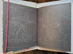 Front paste-down and ffep of the 2008 reprint of Don Freeman's wordless novel, Skitzy.