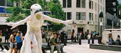 A street performer in Freyberg Square, Auckland