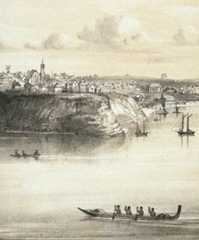 Canoes in Auckland Harbour, 1853