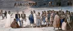 French sailors with Māori, Kororāreka, 1835