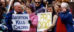 Anti-abortion and pro-choice protesters