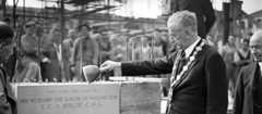Wellington mayor Thomas Hislop lays the foundation stone for the new public library, 1938