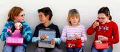 Eating school lunches, Windy Ridge School, Auckland, 2007