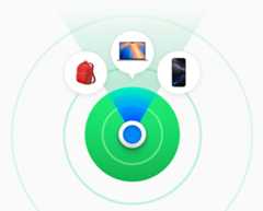 Image demonstrating the FindMy app and some of the devices it can track, including a Mac laptop and an iPhone.
