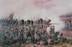 Coldstream Guards at the Battle of the Alma on 20th September 1854 during the Crimean War: picture by Orlando Norie