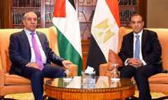 FILE. Egypt's Foreign Minister Badr Abdelatty meets with then-Secretary General of the Palestine Liberation Organization (PLO) (now Palestinian Vice President) Hussein Al Sheikh, January 2025. Egyptian MFA