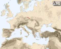 Mise en évidence des Sudètes sur la carte de l'Europe