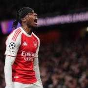 Noni Madueke celebrates his goal (John Walton/PA)