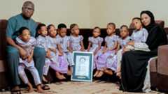 split image of Roy Sullivan in ranger uniform and the Mali nonuplets with their parents