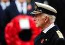 The King during the Remembrance Sunday service at the Cenotaph in London