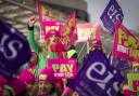 Members of the teaching union, the EIS, pictured on a picket line outside Holyrood