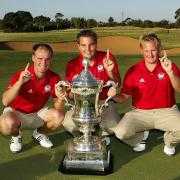 Wallace Booth (left) and his Eisenhower Trophy-winning team-mates Gavin Dear and Callum Macaulay