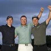 Euan Walker, Daniel Young and David Law celebrate promotion to the DP World Tour