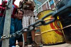 Some of the Saint Death's worshippers make the last part of the pilgrimage to the shrine in Tepito on their bloodied knees, many of them smoke marijuana that has a strong relation to Saint Death.
