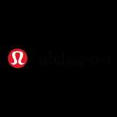 The Lululemon logo features a stylized white omega symbol inside a red circle next to the black lowercase word lululemon.