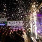 Headline act K-Klass performing on stage at the Darwen Christmas lights switch-on event in 2024.