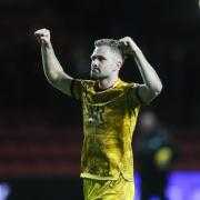 Sondre Tronstad celebrates the win at Bristol City.