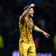 Blackburn Rovers' Sondre Tronstad celebrates at the final whistle.