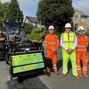 Cllr Warren Goldsworthy with LCC's new pothole repair machines