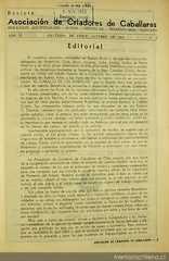 Editorial de la Revista de la Asociación de Criadores de Caballares, 1953