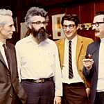 Claude Shannon, John McCarthy, Ed Fredkin, Joe Weizenbaum, Apr 1968 [CSAIL]