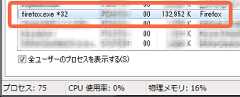 再起動後のfirefoxのメモリ
