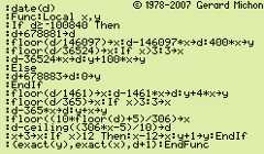  Gregorian date, as a TI-92 function.  VALID for early Julian dates too. 