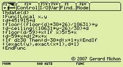  Hijri date, as a TI-92 function. 