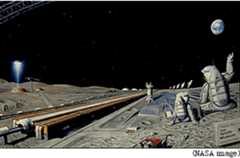 Futuristic scene on the Moon