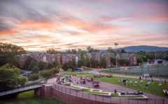 campus from above - front quad with admin featured and mountains beyond