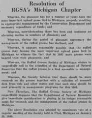 MI Chapter Grouse Management Resolution