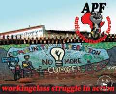 APF poster of wall mural: 'Community liberation. No more cut-off! APF poster of wall mural: 'Community liberation. No more cut-off!'