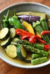 夏野菜の揚げびたしの写真
