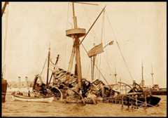 Wreckage of the USS Maine in Havana harbor