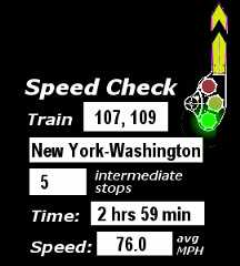 Trains 107 & 109: 5 stops, 2:59, 76.0 MPH