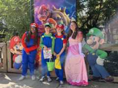 costume characters with kids