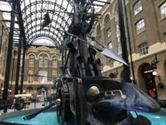 iPhone 7 Plus sample shotSculpture of ship in an indoor atrium with glass ceiling.Photo of Tower Bridge in London at dusk with street lamps.Comparison of photos taken by iPhone 7 Plus and 6S Plus.Comparison of camera quality between iPhone 7 Plus and iPhone 6S Plus.