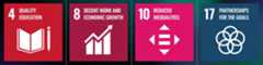 SDG icons. SDG 4: Quality Education, SDG 8: Decent Work and Economic Growth. SDG 11: Reduced Inequalities, SDG 17: Partnerships for the Goals SDG icons. SDG 4: Quality Education, SDG 8: Decent Work and Economic Growth. SDG 11: Reduced Inequalities, SDG 17: Partnerships for the Goals