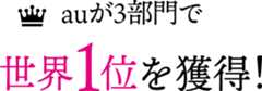 auが3部門で世界1位を獲得!