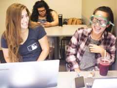Students laughing in class