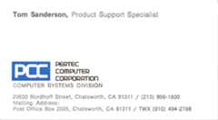 Tom Sanderson's PCC Card