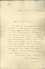 Commander of the French expeditionary force in Morias Marshal Nicolas Joseph Maison informs Governor I. Kapodistrias that, until the arrival of Baron Rouen, the duties of French Chargé d’Affaires to the Greek Government will be performed by Duke de Valmy
