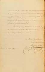 French Minister of Foreign Affairs Count Auguste de la Feronnays notifies Governor of Greece Ioannis Kaposistrias of the nomination of Baron Antoine Juchereau de Saint-Denis as the French Consular Agent to the Greek Government Page 4 French Minister of Foreign Affairs Count Auguste de la Feronnays notifies Governor of Greece Ioannis Kaposistrias of the nomination of Baron Antoine Juchereau de Saint-Denis as the French Consular Agent to the Greek Government Page 4