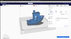 Shows cura open on the preview screen with a large benchy model in the center.