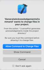 Allow command to change files dialog in Xcode