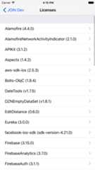 License list with versions