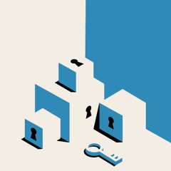 Una imagen de cajas con cerraduras y una llave al lado