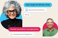 Un canal de Slack rodeado por las fotos de perfil de las personas y nombres de canal como "equipo-diseño" y "facturación"